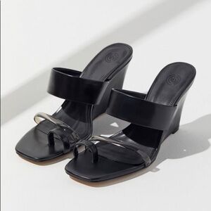 Urban Outfitters Black Wedge Sandals